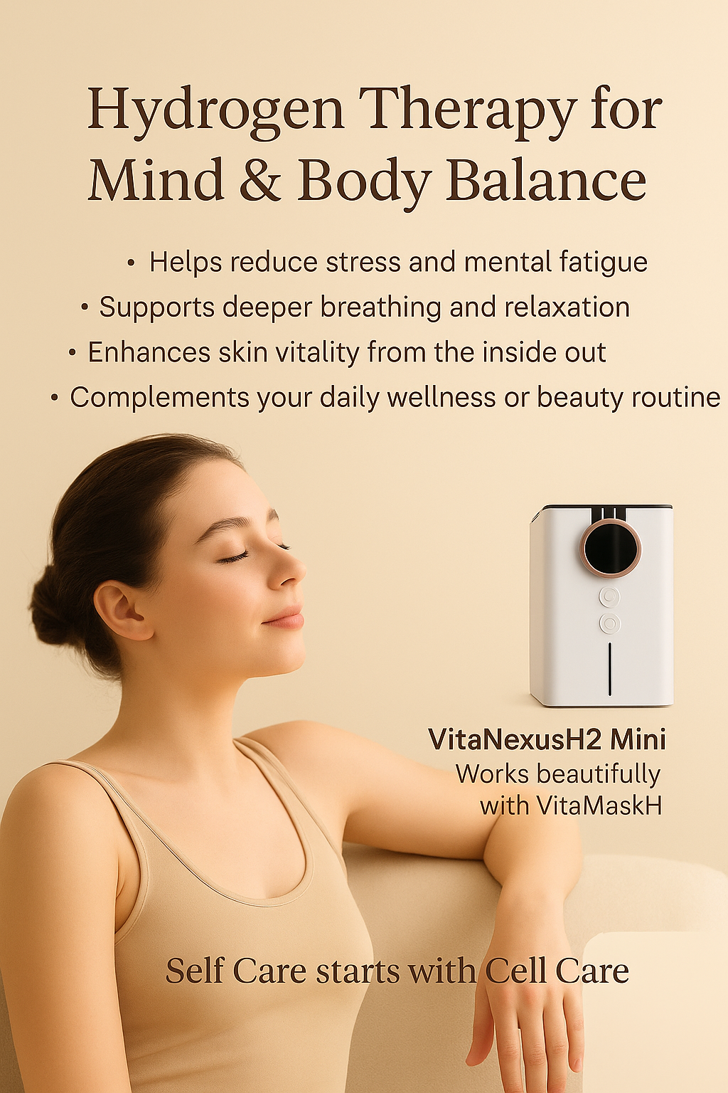 VitaNexusH2 Mini – 900 ml/min High-Purity Hydrogen Therapy Device