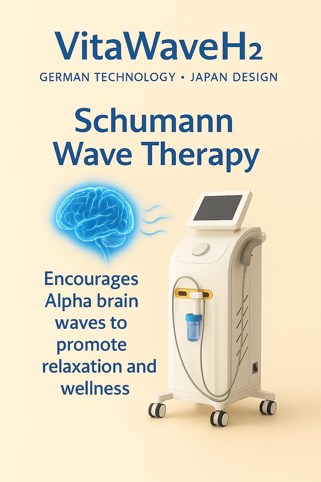 VitaWaveH2 — Dual-Function  Schumann Wave Therapy + Hydrogen Inhalation German Technology · Japan Design