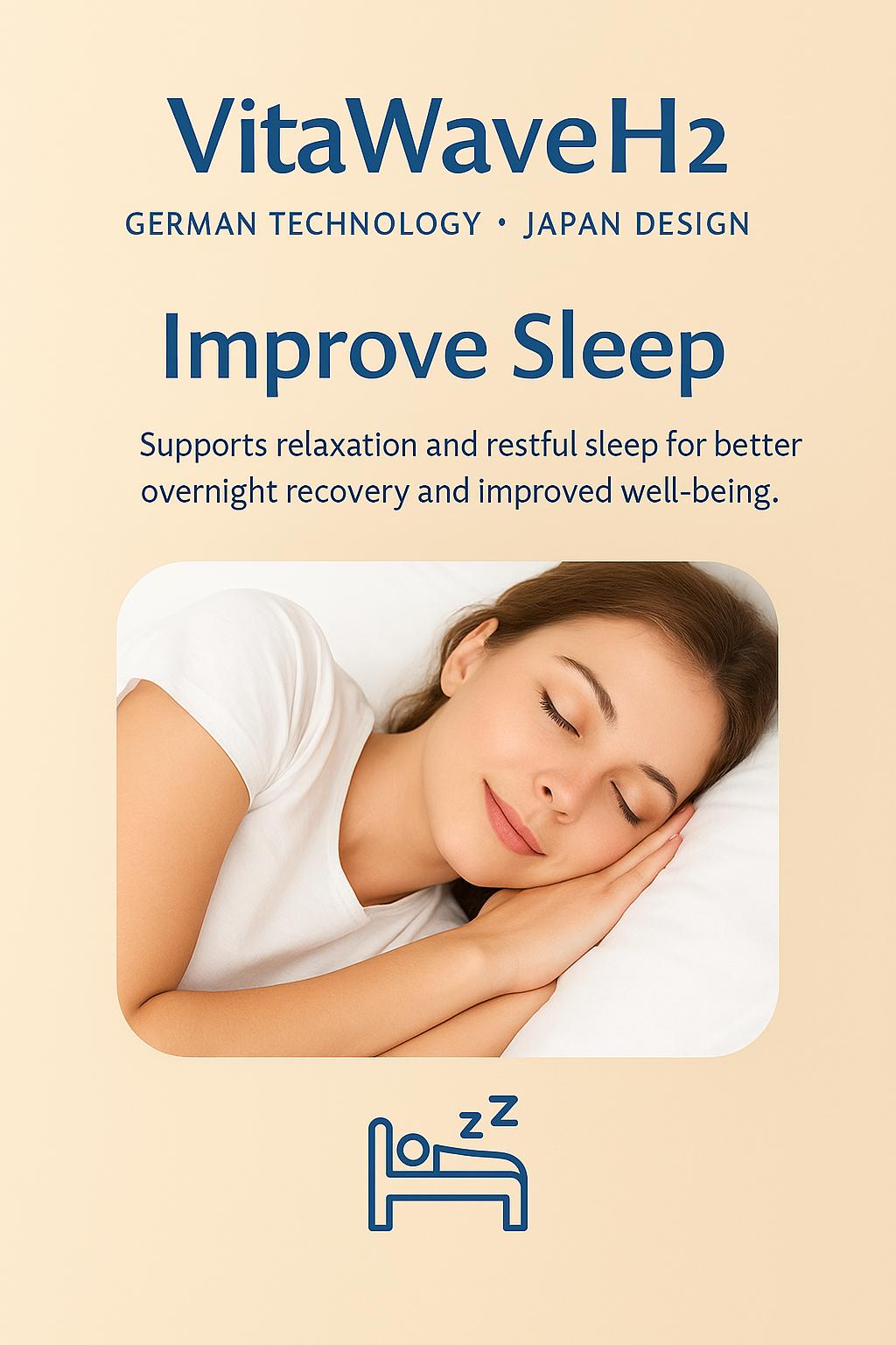 VitaWaveH2 — Dual-Function  Schumann Wave Therapy + Hydrogen Inhalation German Technology · Japan Design