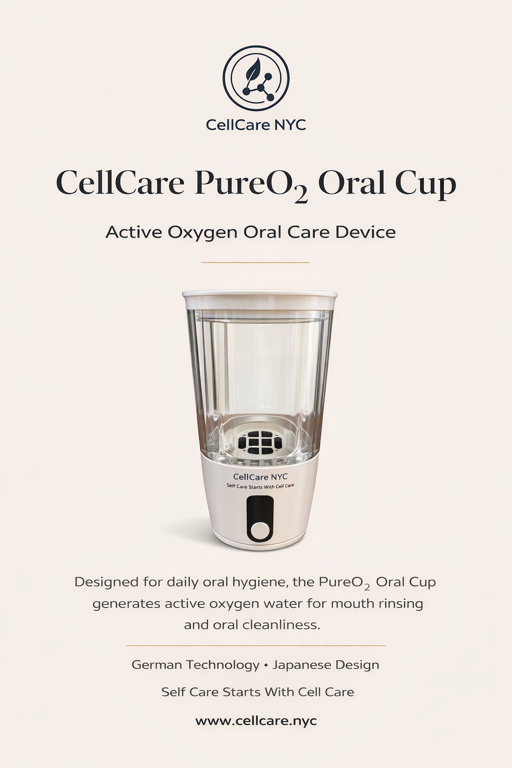 CellCare PureO₂ Oral Cup – Active Oxygen Oral Care Device