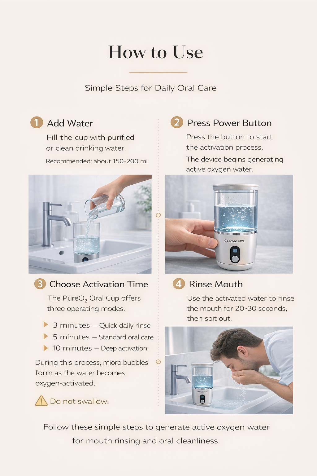 CellCare PureO₂ Oral Cup – Active Oxygen Oral Care Device