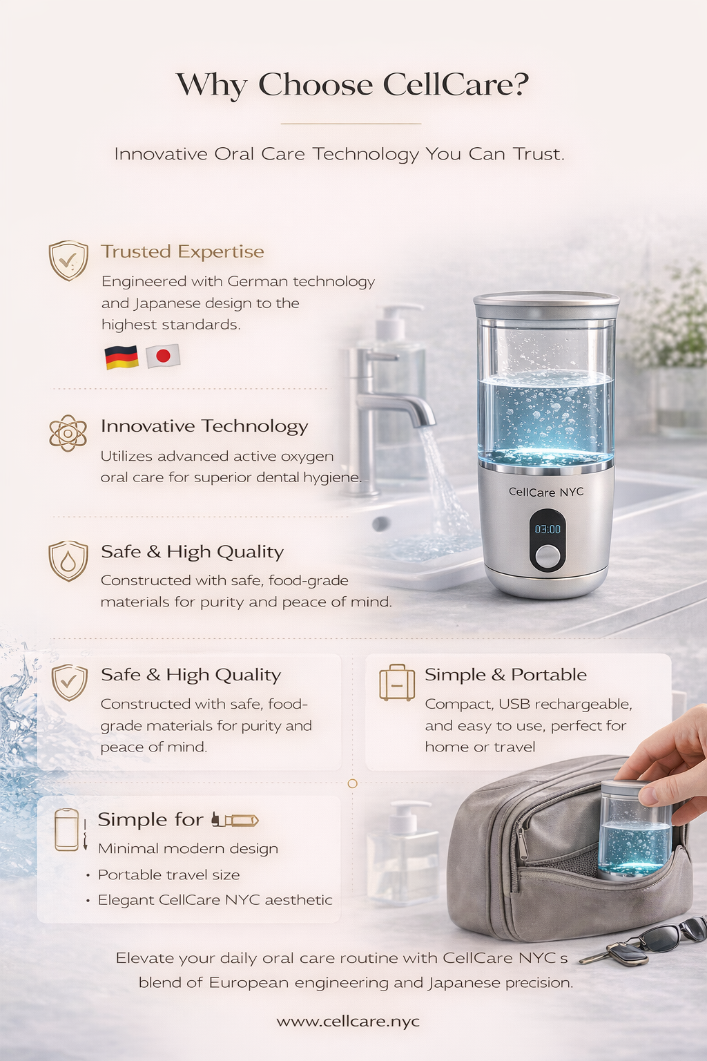 CellCare PureO₂ Oral Cup – Active Oxygen Oral Care Device