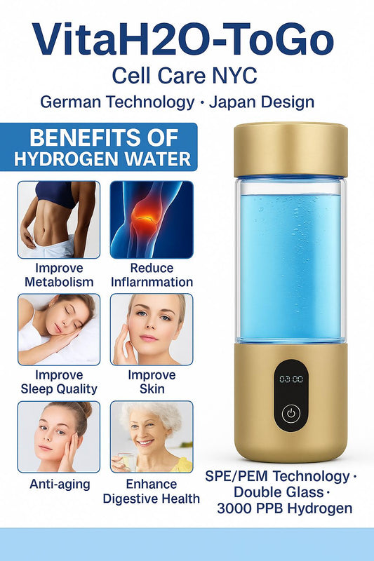 VitaH2O-ToGo – Portable Hydrogen Water Bottle (3 in 1)  German Technology · Japan Design · Double Glass · SPE/PEM Technology