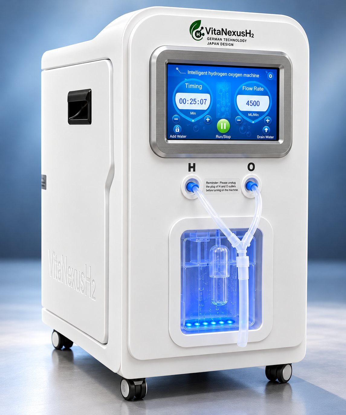 Illustration: VitaNexusH2 hydrogen generator, three-quarter view